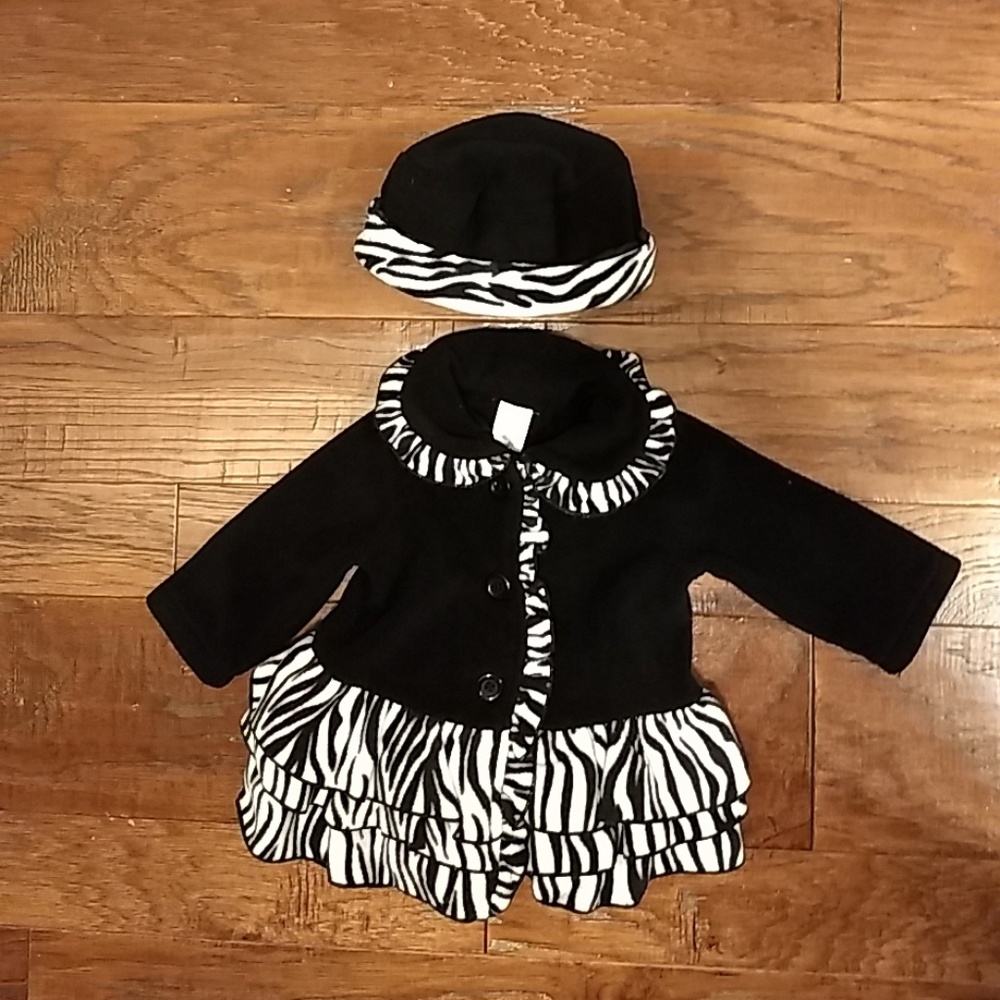 NWOT 9m girl's fleece coat and hat